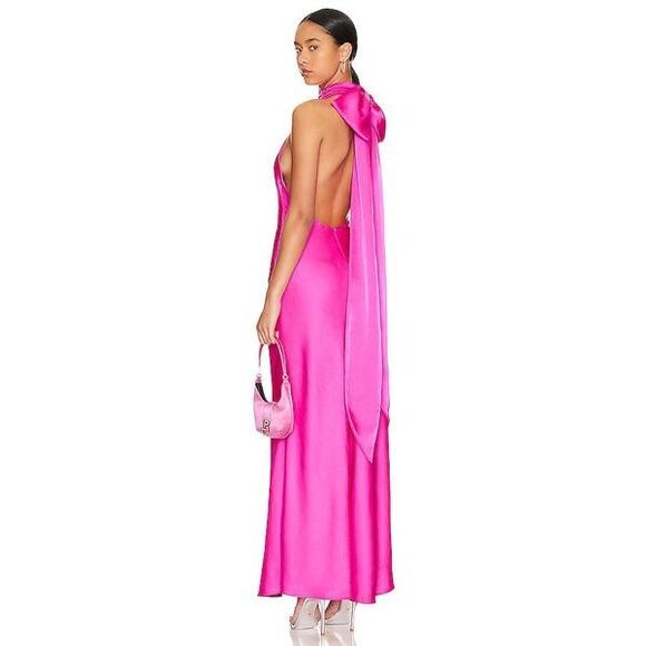 MISHA COLLECTION Evianna Halter Neck Satin Trumpet Gown - Picture 3 of 12